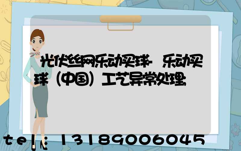 光伏丝网乐动买球-乐动买球（中国）工艺异常处理